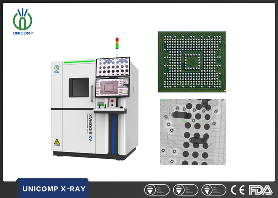 SMT PCB X-Ray Makinesi Unicomp AX9100MAX Yüksek Çözünürlüklü Mikron Odak Noktası Boyutu BGA Boşlukları ve Lehimli Pasta Denetimi için
